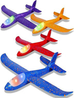 AASHZ 4 Pack LED Light Airplane Toys-17.5" Large Throwing Foam Plane-2 Flight Modes Glider Plane-Outdoor Flying Toys for Kids-Flying Toys Gift for Boys Girls 3 4 5 6 7 8 9 Years Old
