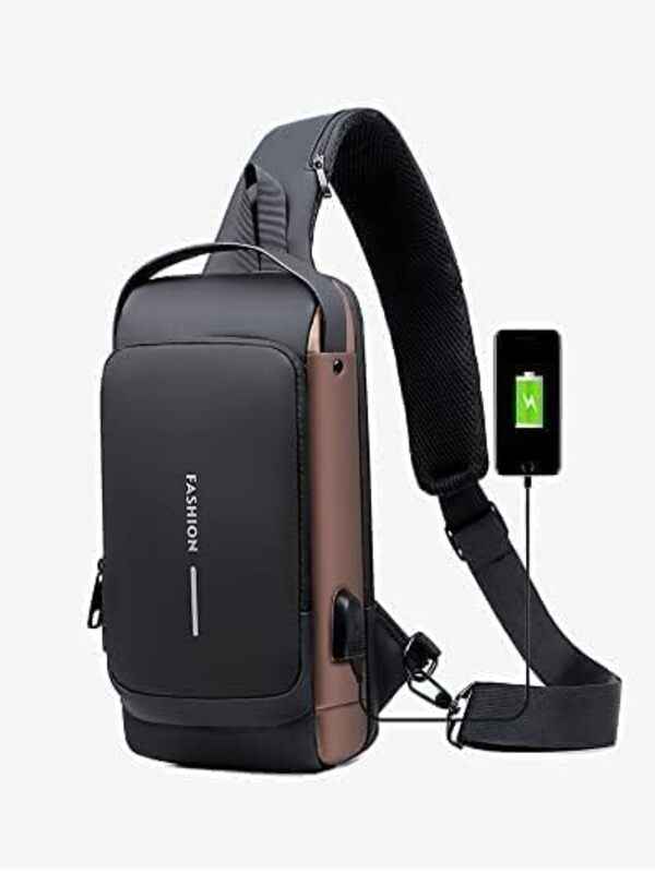 Anti-Theft Crossbody Sling Bag with USB Charging Port | Waterproof Chest Bag | Travel Shoulder Backpack