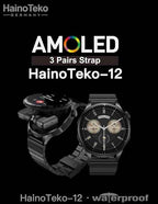 Haino Teko 12 AMOLED Smartwatch with Wireless Earbuds | Bluetooth Calling | 10-Day Battery | 3 Straps | Waterproof