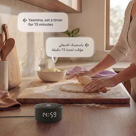Smart Speaker, AI Buddy, Arabic and English, 12W Sound, LED Display, Compact Speaker f