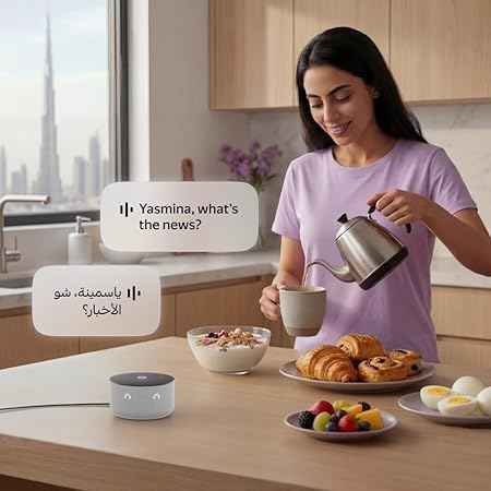 Smart Speaker, AI Buddy, Arabic and English, 12W Sound, LED Display, Compact Speaker f