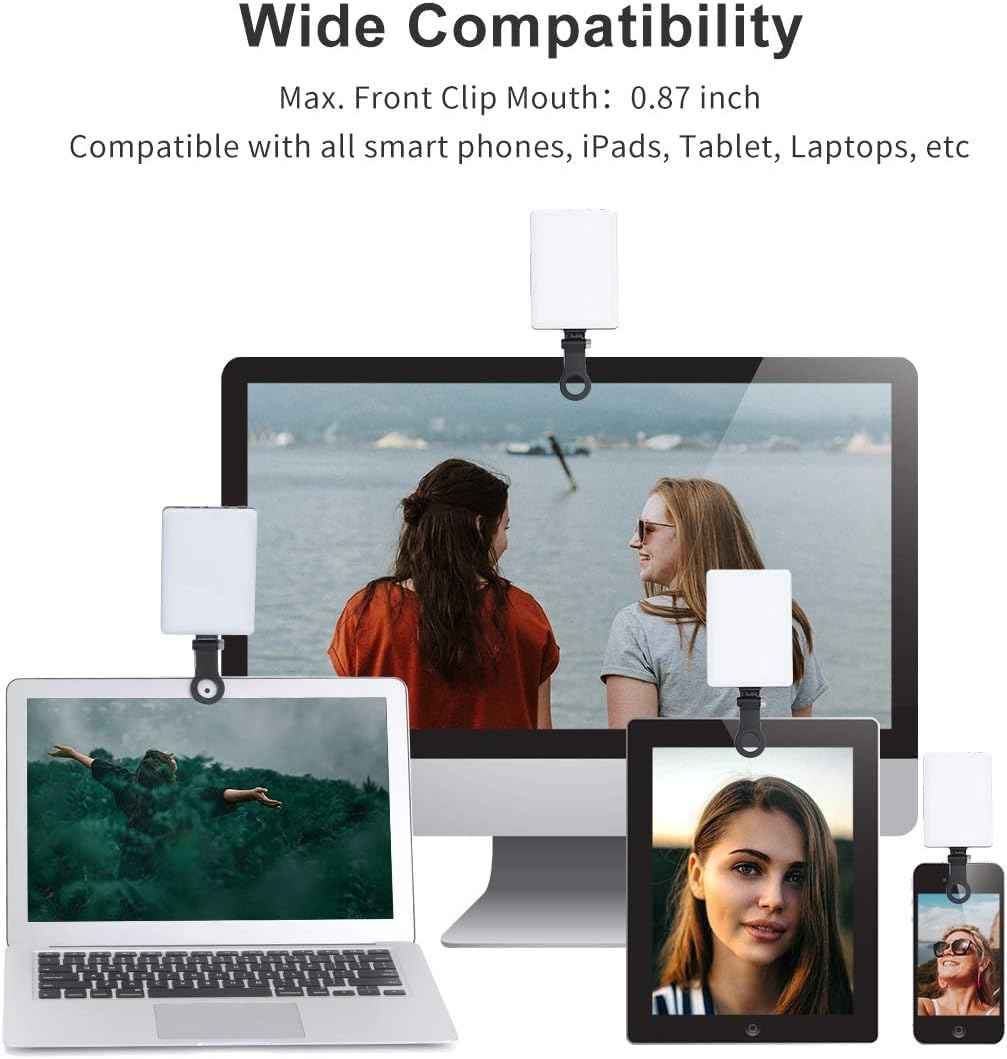 60 LED High Power Rechargeable Clip Fill Video Light with Front & Back Clip, 3 Light Modes