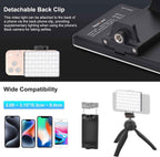 60 LED High Power Rechargeable Clip Fill Video Light with Front & Back Clip, 3 Light Modes