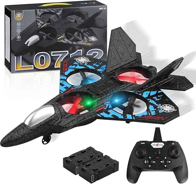 RC Fighter Jet Drone | 2.4GHz Remote Control Airplane with LED Lights | Indoor & Outdoor Flying Toy