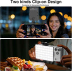 60 LED High Power Rechargeable Clip Fill Video Light with Front & Back Clip, 3 Light Modes