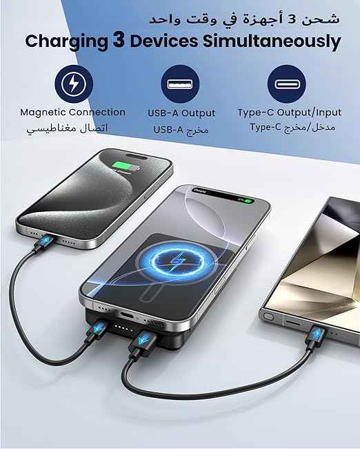 Magnetic Power Bank 12000mAh for MagSafe, Wireless Portable Charger for iPhone 16/15/14/13/12 Series
