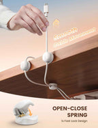 Cable Clips, Spring Cord Organizer Holder - 6Pack Compact Desk Cable Management Clips (White)