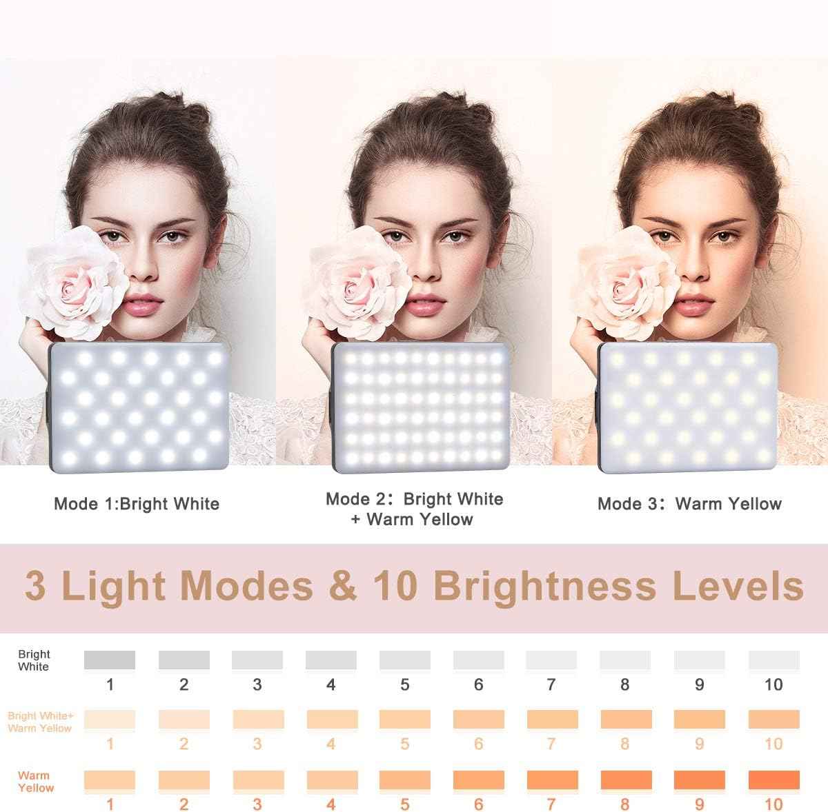 60 LED High Power Rechargeable Clip Fill Video Light with Front & Back Clip, 3 Light Modes