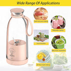 Portable USB Rechargeable Blender Bottle | 500ml Personal Smoothie Maker | Mini Juicer for Shakes & Fresh Juice