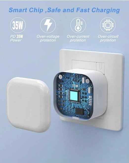 35W USB-C PD Fast Charger Adapter | UK 3-Pin Type-G Wall Charger with Smart Chip Fast Charging & Multi-Protection
