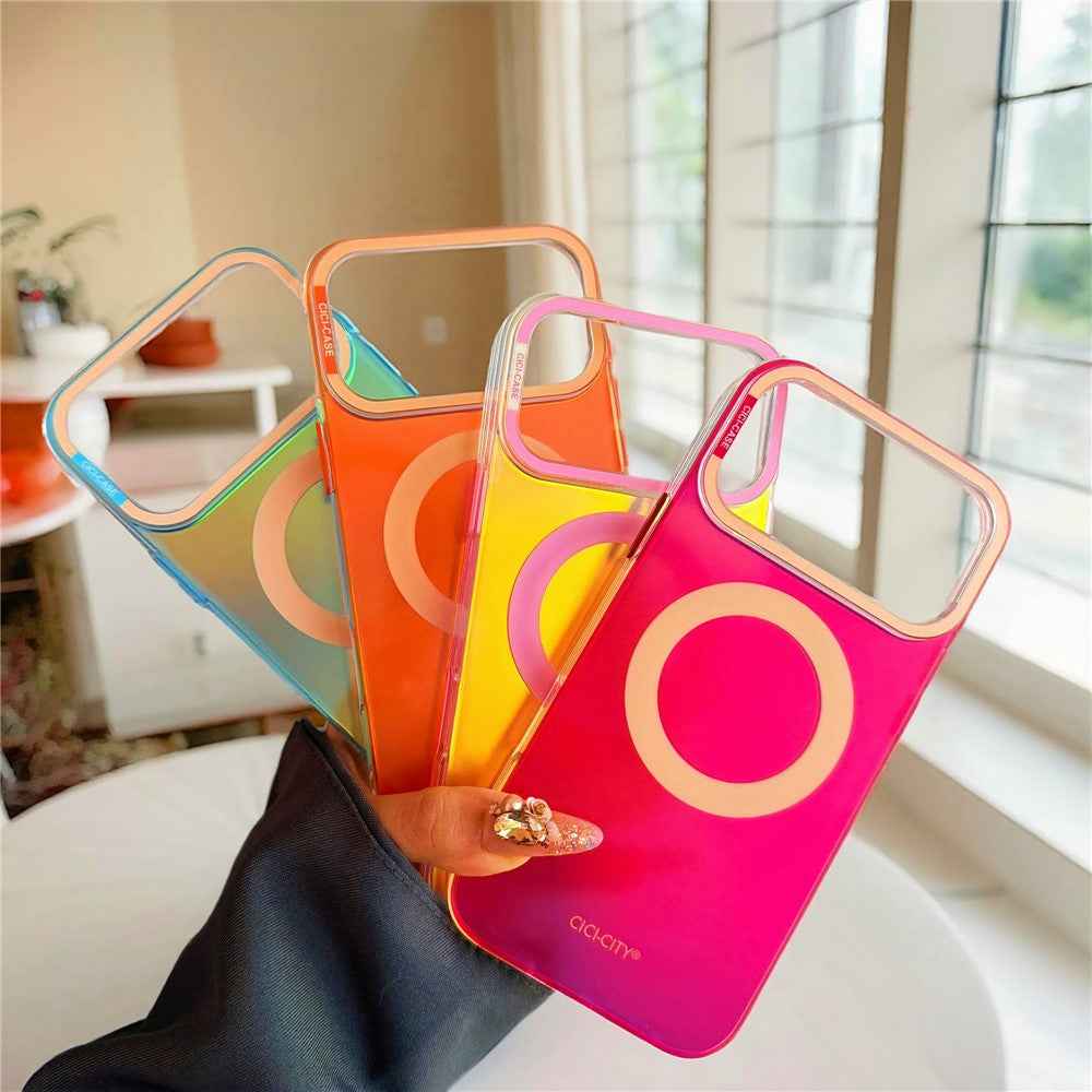 MagSafe Magnetic Shockproof Phone Case with Camera Lens Protection & Transparent Gradient Design for iPhone