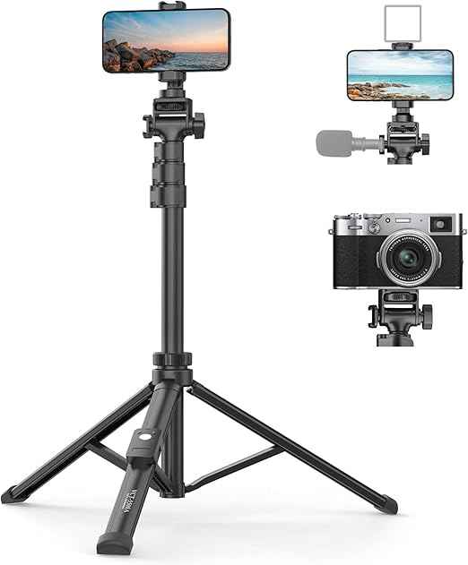 170cm Adjustable Camera & Phone Tripod Stand with Wireless Remote | Aluminum Selfie Stick Tripod for Smartphones, DSLR Cameras & Content Creation