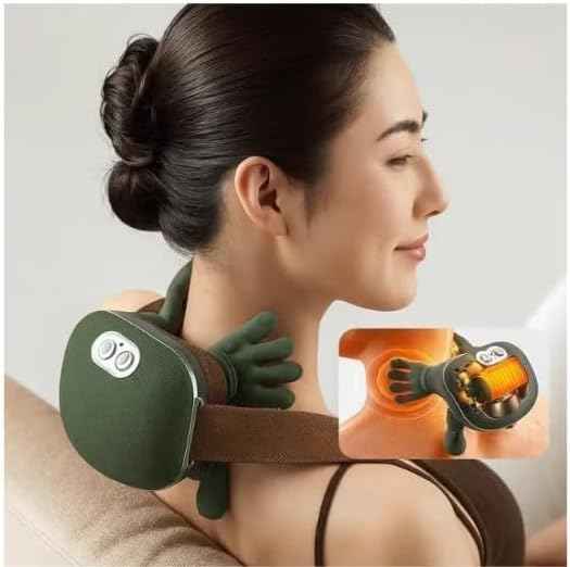 Portable Neck & Shoulder Massager with Heat | Deep Tissue Kneading Massage Pillow | USB Rechargeable Body Massager