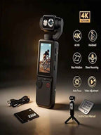 4K Mini Gimbal Action Camera | 3-Axis Stabilized Vlogging Camera with Touchscreen & AI Tracking