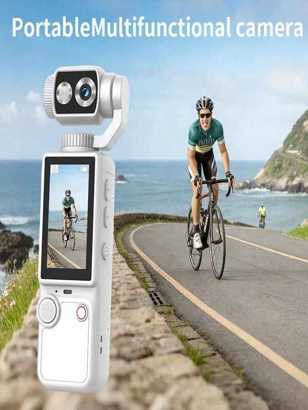4K Mini Gimbal Action Camera | 3-Axis Stabilized Vlogging Camera with Touchscreen & AI Tracking