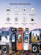 4K Mini Gimbal Action Camera | 3-Axis Stabilized Vlogging Camera with Touchscreen & AI Tracking