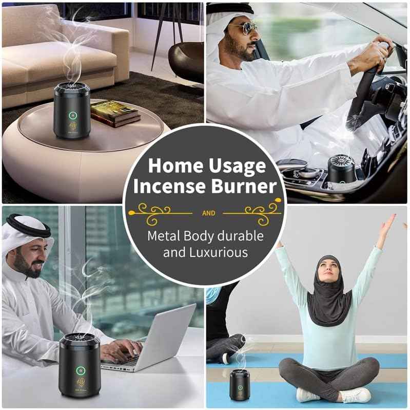 USB Rechargeable Electric Bakhoor Burner | Portable Oud Incense Burner | Smokeless Arabic Incense Diffuser for Home, Office & Car