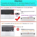 MacBook Air 13 inch Crystal Clear Case 2020 2019 2018 A2337 M1 A2179 A1932, Plastic Hard