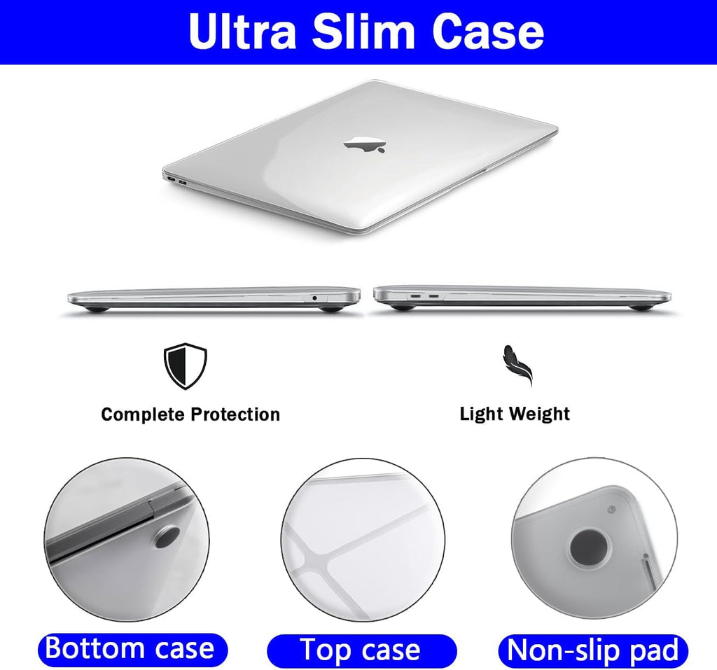 MacBook Air 13 inch Crystal Clear Case 2020 2019 2018 A2337 M1 A2179 A1932, Plastic Hard