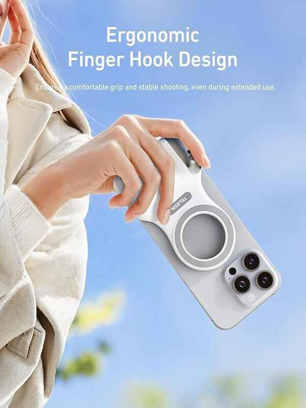 TELESIN Magnetic Phone Camera Grip with Bluetooth Remote Shutter – MagSafe Compatible Ergonomic Handle for iPhone & Android | Double-Sided Magnetic Mount | Vlogging & Photography Grip